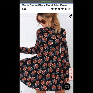 Moon Bloom Black Floral Print Dress - EUC